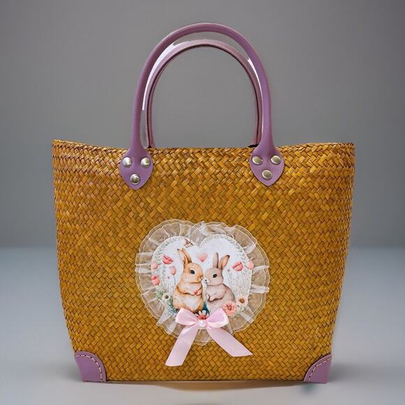 Handmade Handbags - NEW! Handmade Hand Woven Bag Tote Leather Handle From Krachut Plant Unique Purse